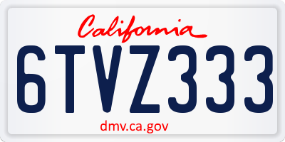 CA license plate 6TVZ333