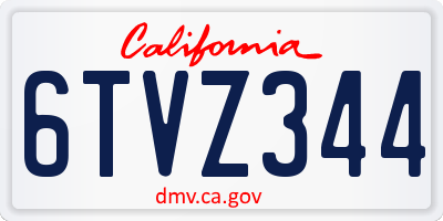 CA license plate 6TVZ344
