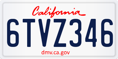 CA license plate 6TVZ346