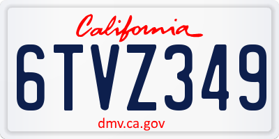 CA license plate 6TVZ349