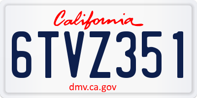 CA license plate 6TVZ351