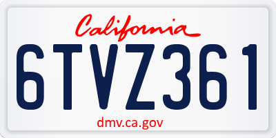 CA license plate 6TVZ361