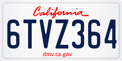 CA license plate 6TVZ364