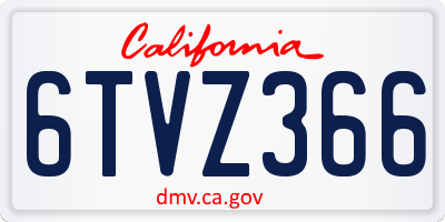 CA license plate 6TVZ366