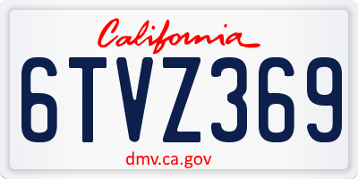 CA license plate 6TVZ369