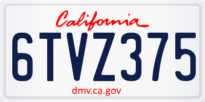 CA license plate 6TVZ375