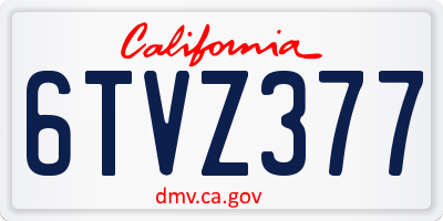 CA license plate 6TVZ377