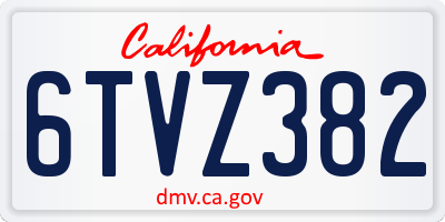 CA license plate 6TVZ382