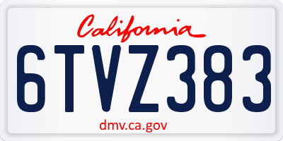 CA license plate 6TVZ383