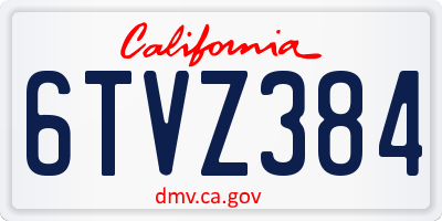 CA license plate 6TVZ384