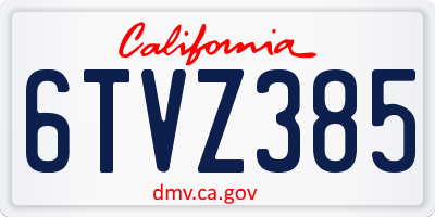 CA license plate 6TVZ385