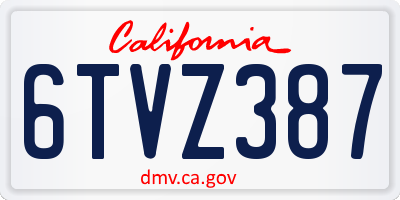 CA license plate 6TVZ387