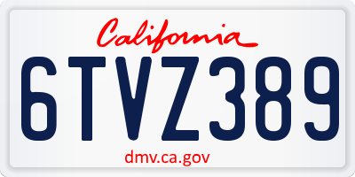 CA license plate 6TVZ389