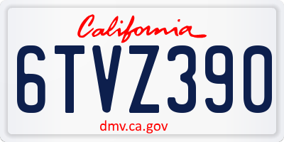 CA license plate 6TVZ390