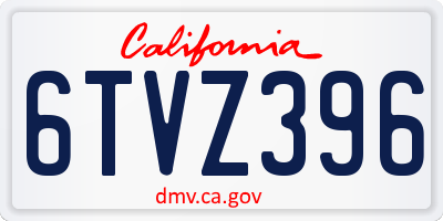 CA license plate 6TVZ396