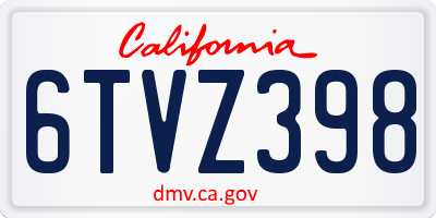 CA license plate 6TVZ398