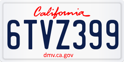 CA license plate 6TVZ399