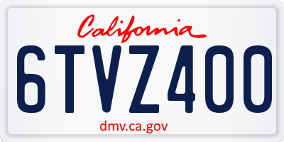 CA license plate 6TVZ400