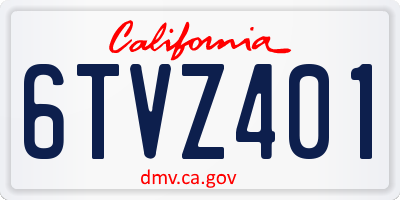 CA license plate 6TVZ401