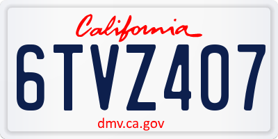 CA license plate 6TVZ407