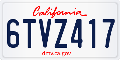 CA license plate 6TVZ417