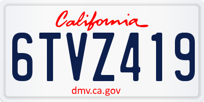 CA license plate 6TVZ419