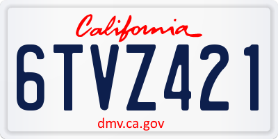 CA license plate 6TVZ421