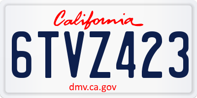 CA license plate 6TVZ423