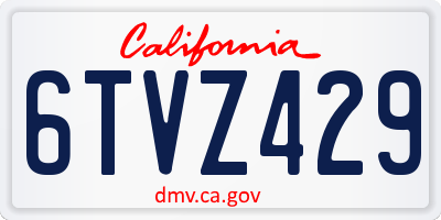 CA license plate 6TVZ429