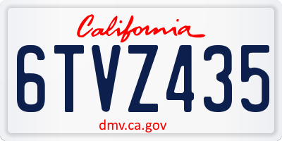 CA license plate 6TVZ435
