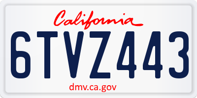 CA license plate 6TVZ443