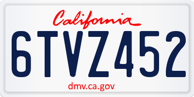 CA license plate 6TVZ452