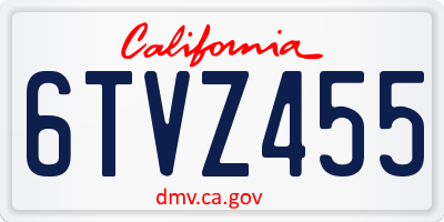 CA license plate 6TVZ455