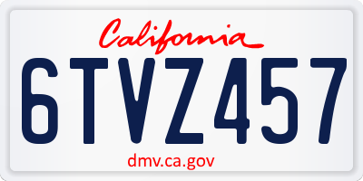 CA license plate 6TVZ457