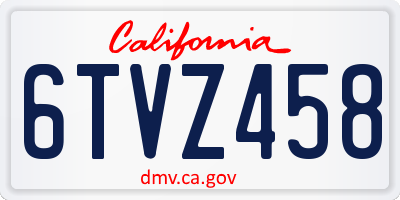CA license plate 6TVZ458