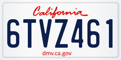 CA license plate 6TVZ461
