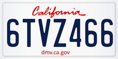 CA license plate 6TVZ466