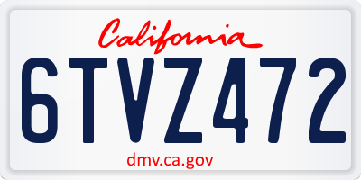 CA license plate 6TVZ472