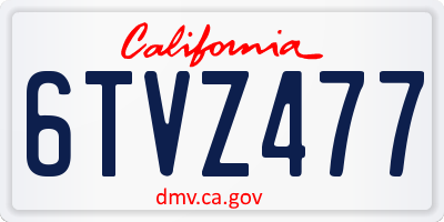 CA license plate 6TVZ477