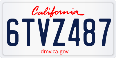 CA license plate 6TVZ487