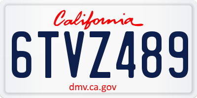 CA license plate 6TVZ489