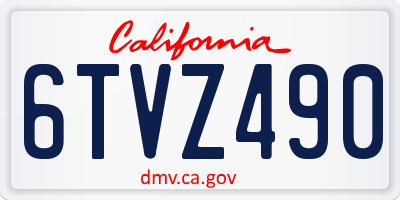 CA license plate 6TVZ490