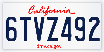 CA license plate 6TVZ492