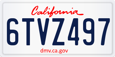 CA license plate 6TVZ497