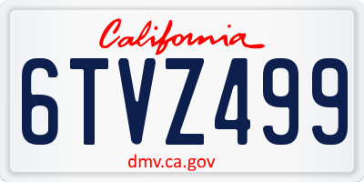 CA license plate 6TVZ499