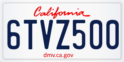 CA license plate 6TVZ500