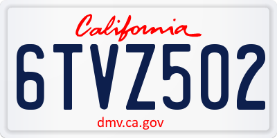 CA license plate 6TVZ502