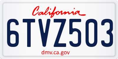 CA license plate 6TVZ503