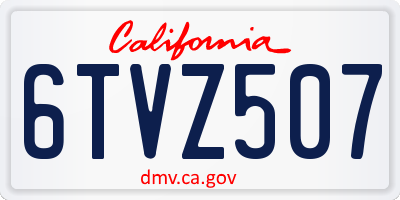 CA license plate 6TVZ507