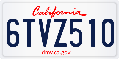 CA license plate 6TVZ510